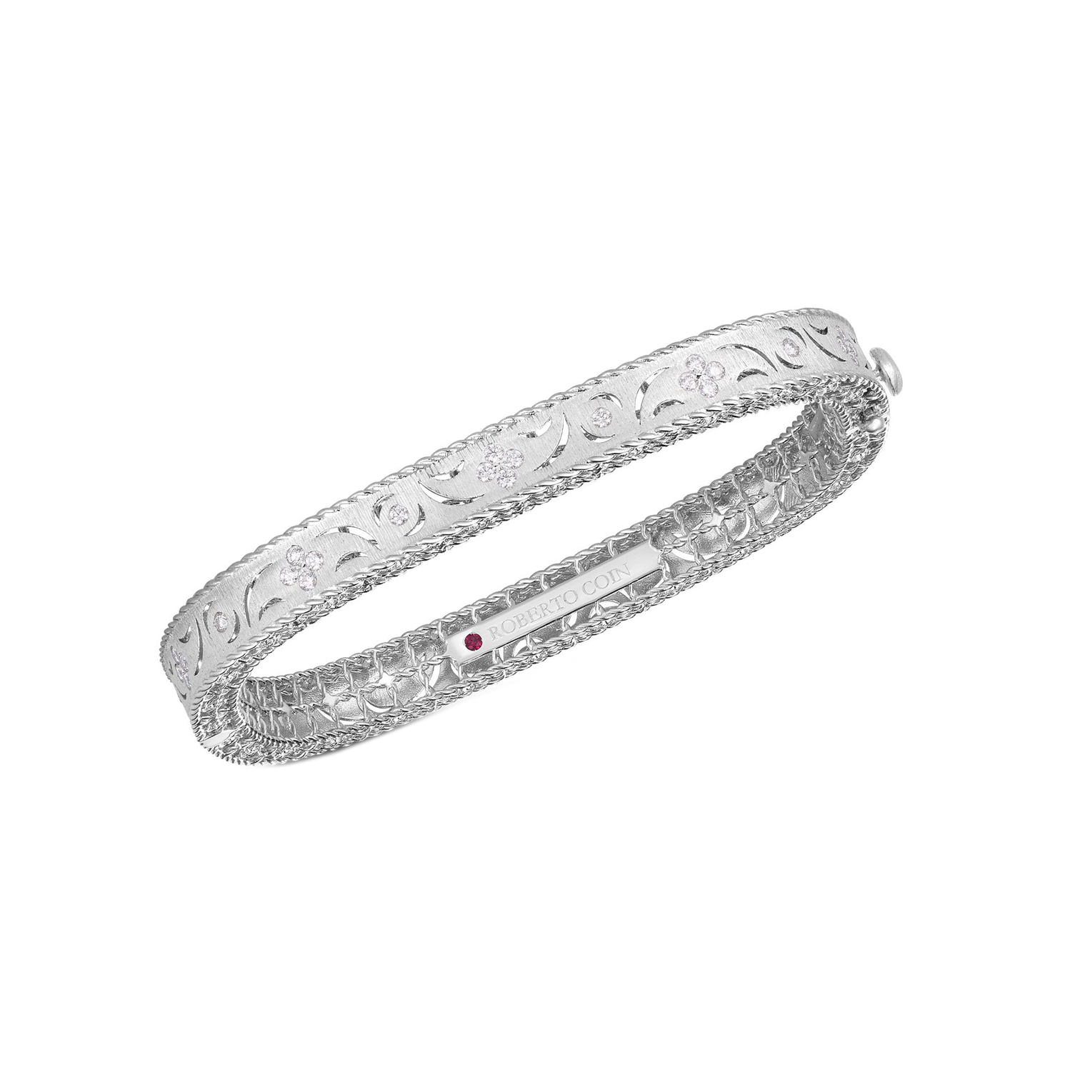 Roberto Coin Princess 18k White Gold Diamond Bangle
